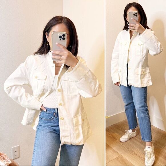 NEW Alex Mill White Natural Officer's Chore Jacket Utility Pockets L - Picture 5 of 12